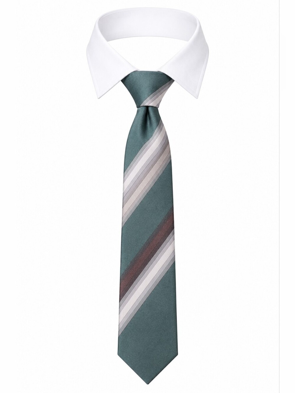 LONDON FOG | Green Brownโ Men's Classuc Striped Tie Made In The USA | 54"